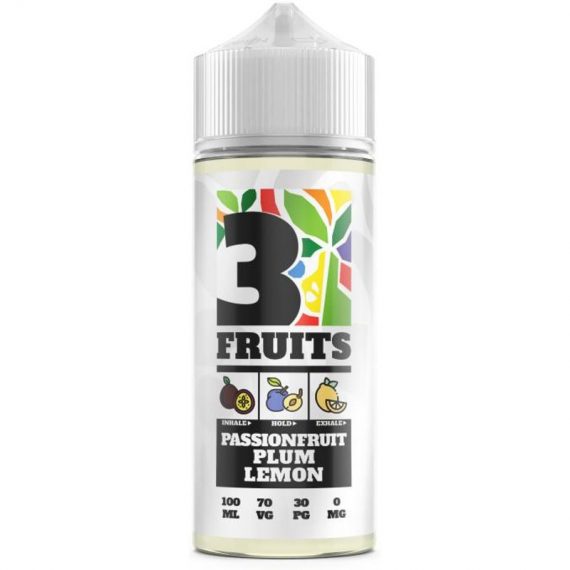 Passionfruit, Plum, Lemon e-Liquid IndeJuice 3 Fruits 100ml Bottle