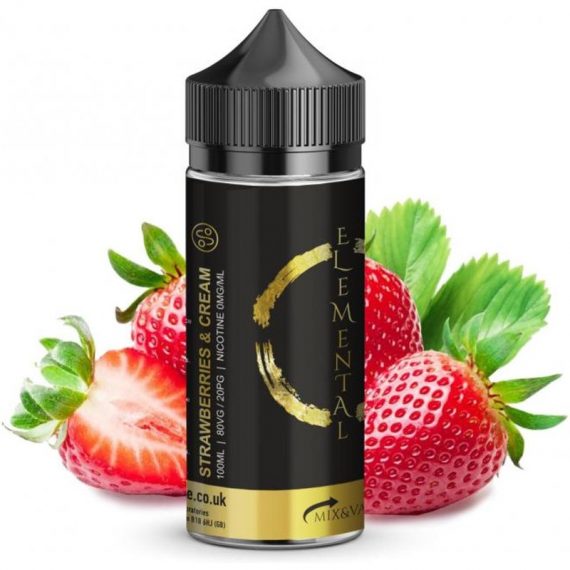 Strawberries And Cream e-Liquid IndeJuice Elemental Vape 100ml Bottle